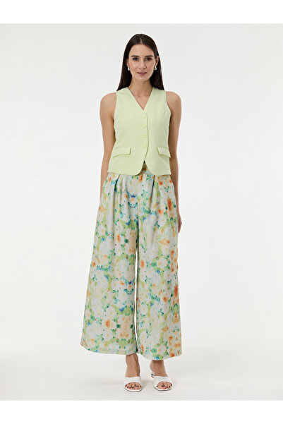 ORSAY Light green women's patterned trousers