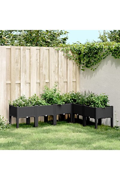 vidaxl Jardiniera de gradina cu picioare, negru, 160x120x42 cm, PP