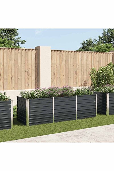vidaxl Strat inaltat de gradina antracit 240x80x77 cm otel galvanizat