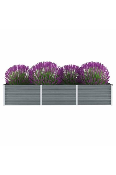 vidaxl Strat inaltat de gradina, gri, 240x80x45 cm, otel galvanizat