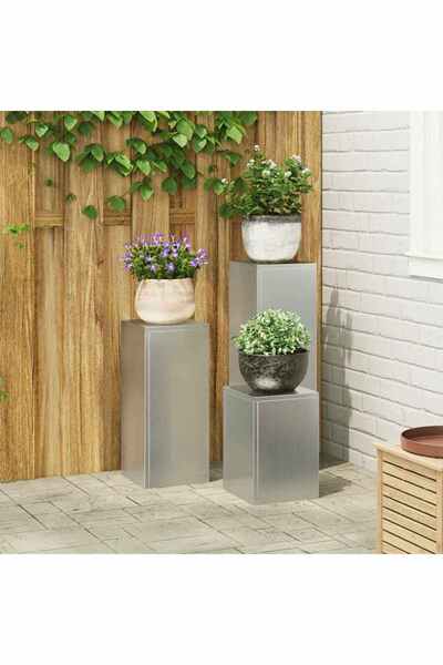vidaxl Suport pentru plante 3 pcs Argintiu Otel galvanizat
