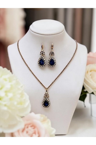 FAYRA ACCESSORIES Zircon Stone Water Drop Necklace and Earrings Set