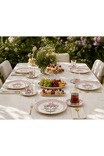 EBRULİEMAYE Lotus Cake Set for 6 People, 18 Pieces Tea Set Cake Plate Tea Pla...