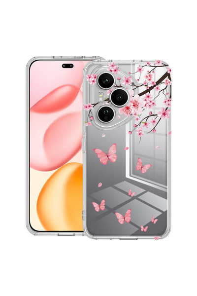 bestcase Husă Antișoc pentru Honor 400 Pro, Floare de cireș roz și fluturi, 2...