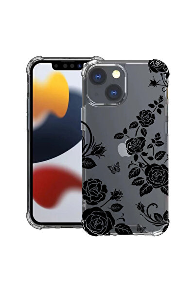 bestcase Husă Antișoc pentru Apple iPhone 15, Florală - Trandafir Negru, 1668...