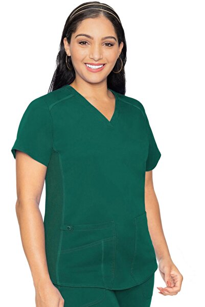 Med Couture Bluză medicală tip cămașă pentru femei Touch MC7459, Verde vânător