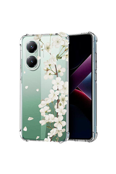 bestcase Husă Antișoc pentru Poco X7 Pro 5G, Florală - Floare de cireș albă e...