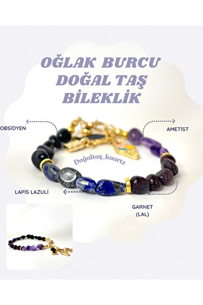 kuartz Capricorn Zodiac Natural Stone Bracelet. Certified Original Natural Stone
