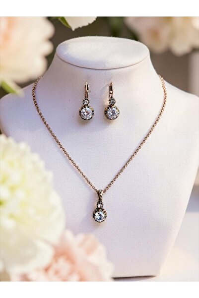 FAYRA ACCESSORIES Zircon Cubic Zirconia Earrings and Necklace Set
