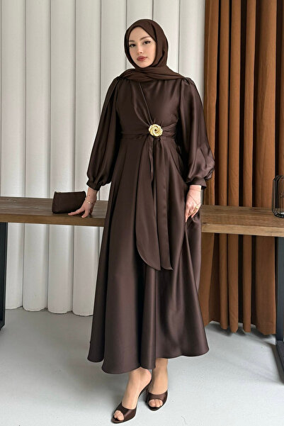 Abiye Diyarı Crayla Side Buckle Satin Hijab Evening Dress