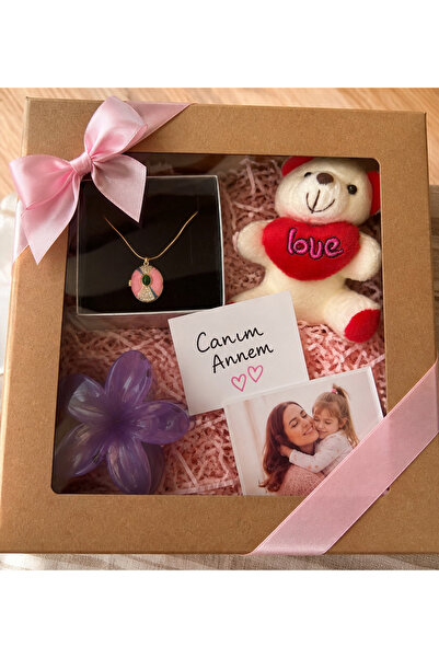 laria jewelry Anneler Gününe Özel Love Yazılı Peluş Ayıcıklı & Çiçek Model To...