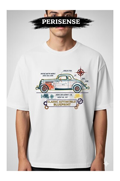 LOTS MODA Tricou supradimensionat din bumbac pieptănat premium, cu imprimeu B...