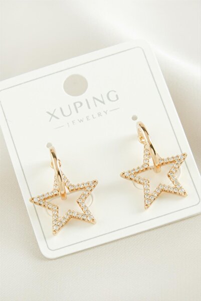 ZERO LAND Ilkeshop Xuping Star Zircon Stone Luxury (224723) Steel Earrings-Ye...