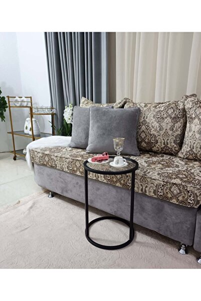 terndat Glass Service Table with Metal Bases