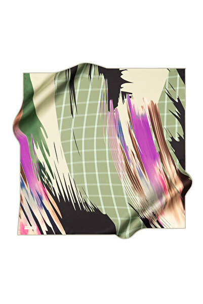 Pierre Cardin Green 90X90 Silk Crepe Satin Scarf