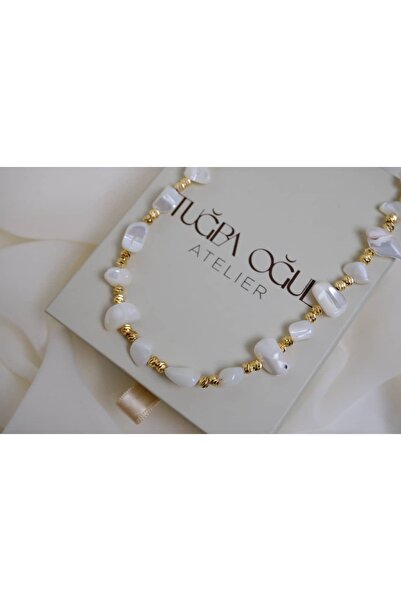 ATELİER TUĞBA Ykl055 White Natural Stone Dorical Necklace (40 Cm+5Cm Extension)