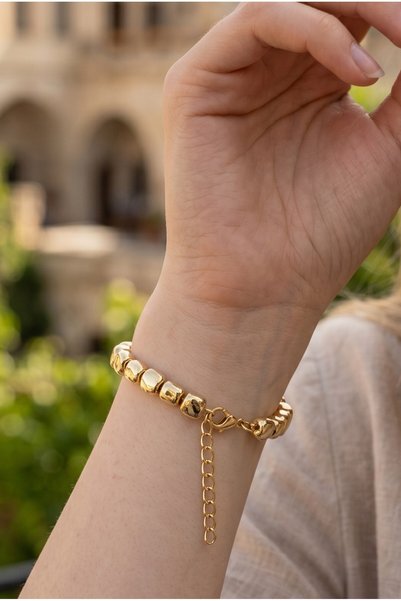 NBS Beautiful Naturel Stones Gold Color Women's Bracelet Quality Plated Trendy Fashion Gift with Extension Chain