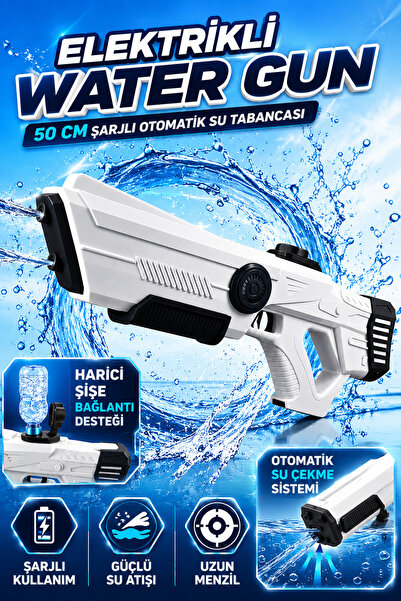 YILDIRIM OYUNCAK Elektrikli Şarjlı Otomatik Su Tabancası 50cm - Çift Çıkışlı ...