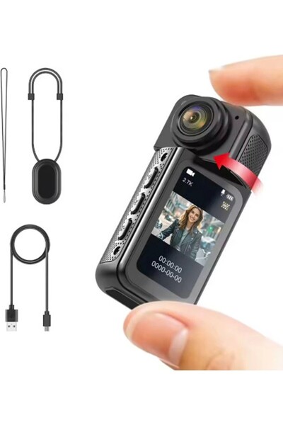 NEVARSA2023 Mini Taşınabilir Aksiyon Kamera 180° Döner Lens, Wi-Fi Bağlantılı...