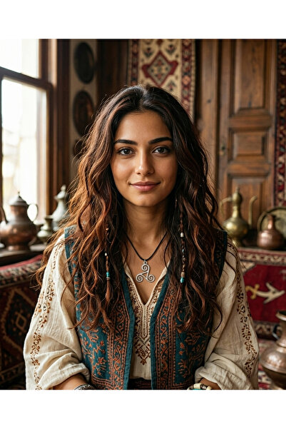Vintage Takıhane Siyah Deri İpli Antik Üçlü Sarmal Şans Kolyesi & Mistik Döng...