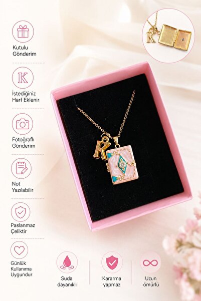 enyessaccessory Fotoğraflı Harfli Kitap Figürlü Çelik Anı Kolyesi Fotoğraflı ...
