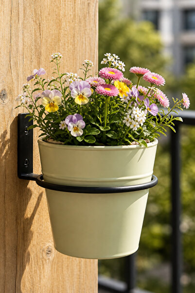 mba decor metal bending art 3’lü Metal Saksı Tutucu Duvara Monte Balkon Saksı Askısı Siyah 20 cm