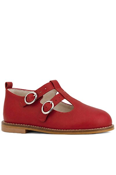 OrtopedikAL Rakerplus 100% Leather Red Buckle Girls' T-Bar Ballerina Shoes