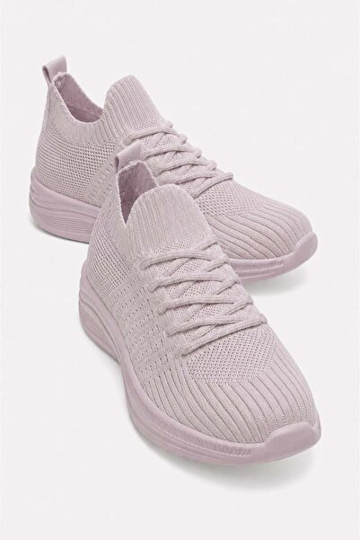 CCWAY AYAKKABI Tricotaje cu dungi Bound, Pantofi sport pentru femei PUDRA