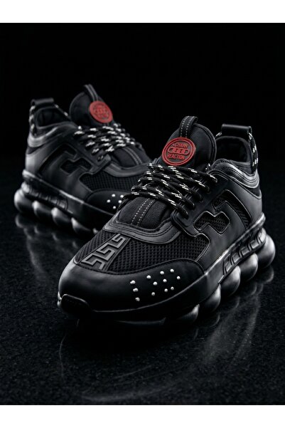 EXCLUSIVE STYLE Sneakers din piele ecologica negri - CHAIN
