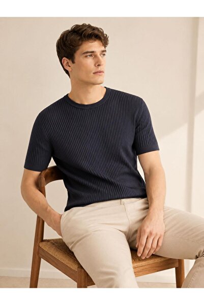 CLASSİCS MEN Ανδρικό κοντομάνικο πλεκτό μπλουζάκι Turbulance Slim Fit 7673