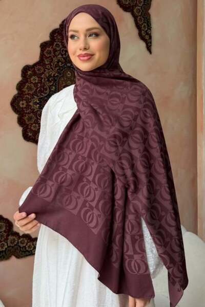 Hazamoda Jacquard Patterned Shawl Plum
