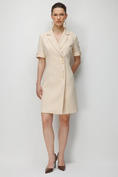 Rain and River Ekol Double-Breasted Collar Metal Buttoned Dress