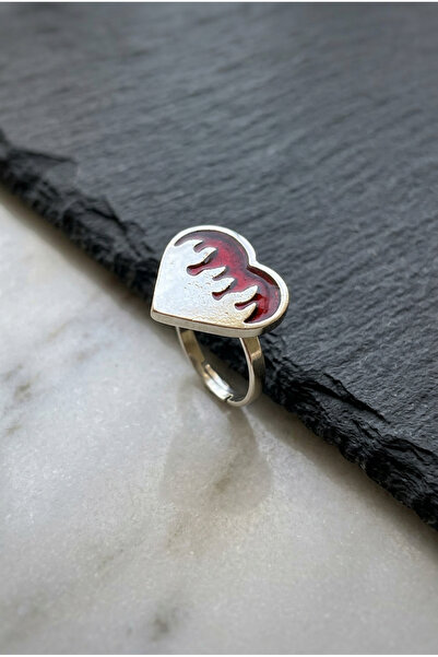 Velcari Flaming Heart Special Design Adjustable Geometric Women's Ring