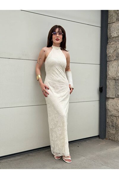 YK FASHION Işıltılı Sırt Dekolteli Elbise
