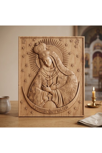 OEM Icon carved in solid oak wood – Our Lady – 30 x 25 cm