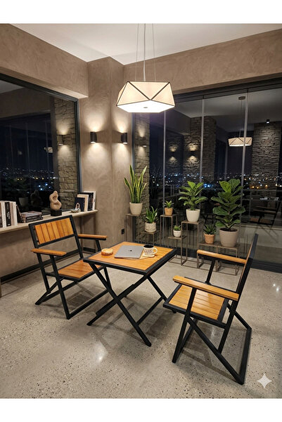 Home Bahçe Mutfak Balkon 3'lü Bistro Set Katlanır Masa Sandalye Takımı 60x60masa