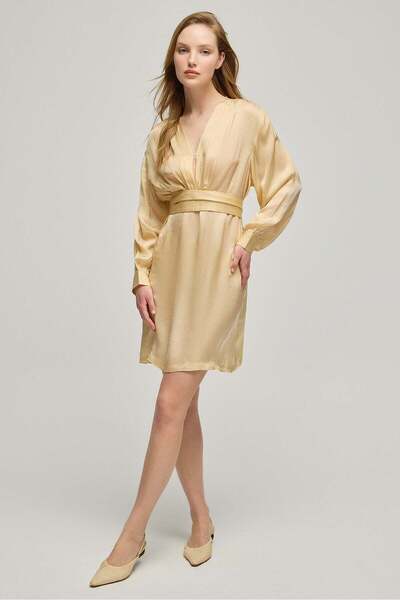 Silk and Cashmere Bej Jas Cupro Kadın Elbise