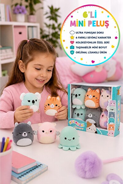TOYFEST Squishmallows Micromallows 6'lı Mini Peluş Figür Seti Orijinal Lisans...