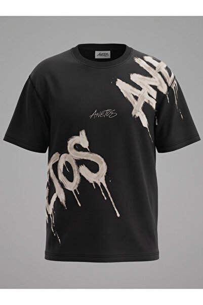 Anetos Tricou Unisex Oversize Negru Vandal Drip