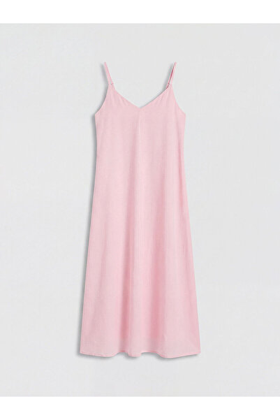 LC Waikiki Pink V-Neck Rope Strap Dress