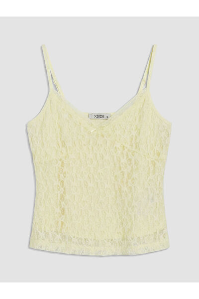 LC Waikiki Nevavm V-Neck Ruched Crop Blouse with String Straps