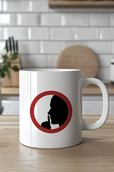 Mio Life كوب سيراميك أبيض سعة 330 مل بتصميم Be Silent مطبوع