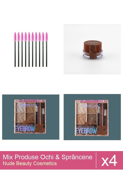 Makeup Set Mix 4 produse Rimel Sprancene: Fard de sprancene SevenCool, Nr 3, ...