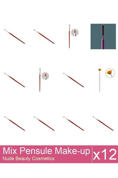 Makeup Mix Set 12 products Makeup Brushes: Cat's Tongue Gel Brush - No.2, Cat...