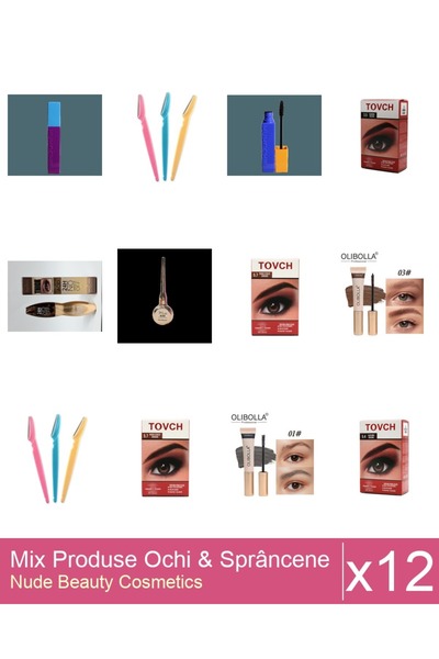 Makeup Set Mix 12 produse Rimel Sprancene: Rimel sprancene Olibolla #03 Aubur...
