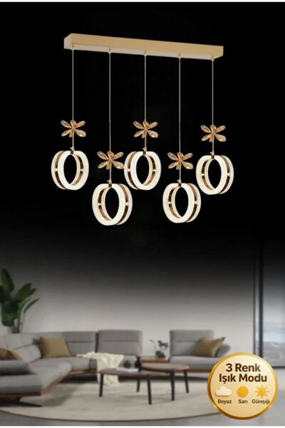 ILGAZ AYDINLATMA ZERAFET 5 Lİ ROSE GOLD YEMEK MASASI ÜSTÜ 3 RENK LEDLİ MODERN...
