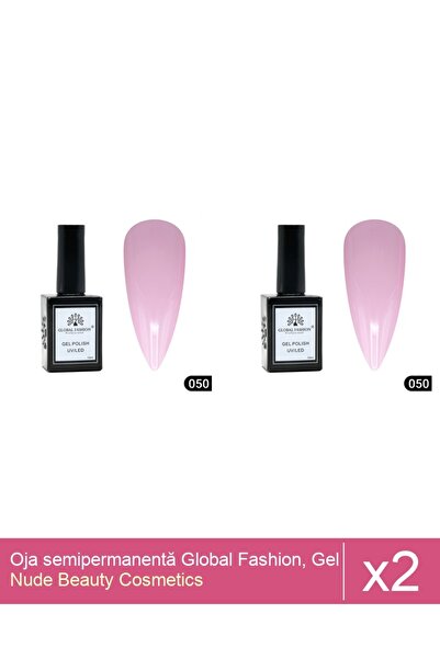 Makeup Set 2x Oja semipermanentă Global Fashion, Gel polish Elite Glow 15 ml,050