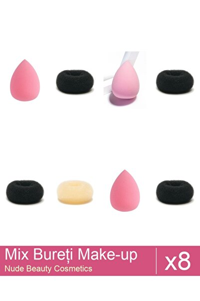 Makeup Set Mix 8 produse Bureti: Burete coc blond - 7 cm diametru, Burete ext...