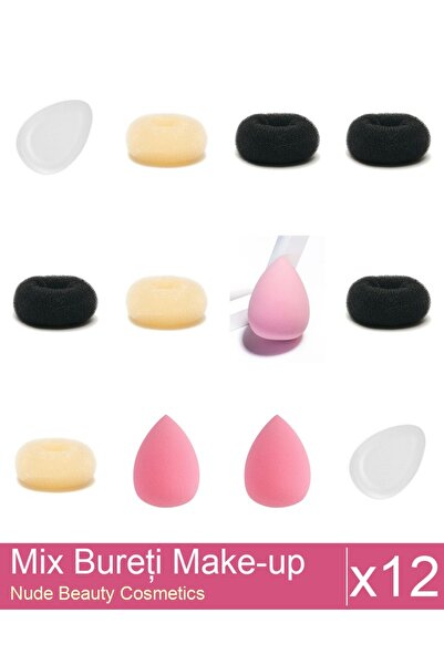 Makeup Mix Set 12 products Sponges: Blonde bun sponge - 9 cm diameter, Blonde...