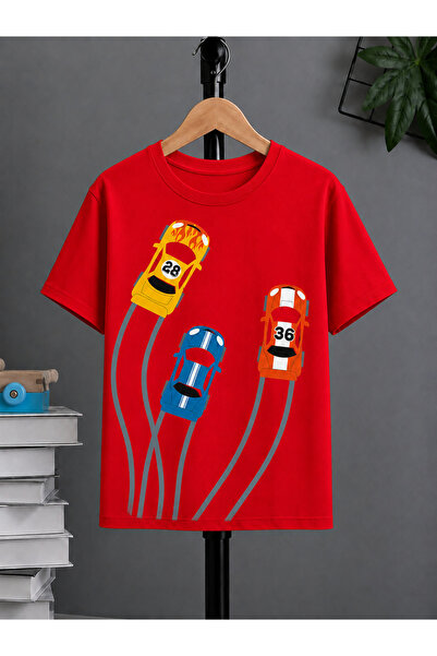 VODEXA Tricou oversize unisex cu imprimeu THREE CARS, 100% bumbac, croială co...